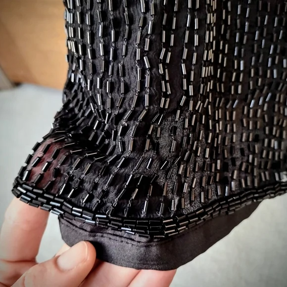 Brand New Hand Beaded Gown, Black and Gold, by Fleur de Paris, New Orleans - Picture 5 of 16